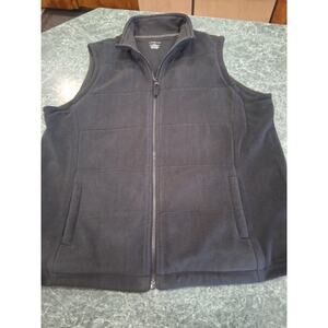 Lands' End Women's Black Full Zip Fleece Vest Pockets Outdoor Layer L (14-16)